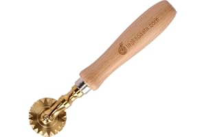 TAGLIAPASTA Roulette découpe pâte, découpe pâte fraîche, tortellini, coupe ravioli – Diamètre 38 mm en cuivre avec poignée en bois