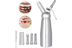 upstartech Sifon Cocina, 500ml Sifón de Cocina Aluminio con 3 Boquillas Acero Inoxidable, Sifon de Nata Espumas Profesional
