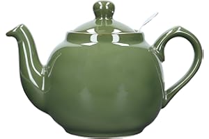 London Pottery Farmhouse Loose Leaf Teapot with Infuser, Ceramic, Green, 4 Cup (1.2 Litre)