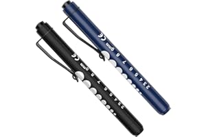 Diagnostikleuchte Pupillenleuchte, RISEMART 2 Stück Wiederverwendbare LED Stiftlampe mit Taschenclip alsr Krankenschwestern Ärzte Schüler Stiftlicht(Dunkelblau und schwarz)