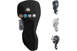 Zettum Pokrywa silnika zaburtowego, pełna osłona silnika łodzi 600D, wodoodporna i wytrzymała, odporna na blaknięcie osłona silnika łodzi, pasuje do silnika 60-90 KM, czarna