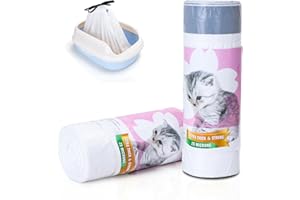 Nobleza 20Pcs Cat Litter Tray Liners Large With Drawstrings, Large 79x45cm Strong Durable Cat Litter Bags, 25 Microns Thickness Leak-Proof Cat Litter Tray Liners for Litter Box, White