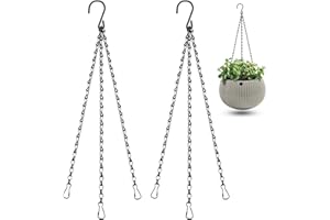 FOYODS 2 Stück Blumenampel Ketten Metall Ketten zum Aufhängen, ,3-Litzige Metallkette Ersatzkette Kleiderbügel mit Haken und Clip für Blumentöpfe, Vogelkäfig, Pflanzgefäßen, Laternen, Billboard und Ornaments