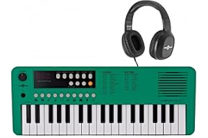 VISIONKEY-1 Bärbart elektriskt minipiano med 37 tangenter för barn och nybörjare, USB-C med hörlurar