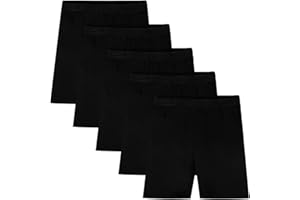 Auranso Girls Dance Shorts Kids Solid Color Breathable Bike Shorts Stretchy Undershorts for Sports Play or Under Skirts 5 Pack, 2-10 Years