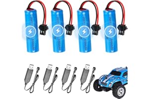 Rppiup 4 Stück 18650 Akku 3,7v 3000mah, 3,7v Li-ion Akku 18650 mit SM-2P Stecker, Wiederaufladbare Akku 18650 3,7v, Rechargable RC Akku für RC Fahrzeuge, Boote, Roboter, Panzer, Auto, Stunt Car