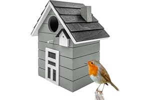 Seaside No.64 - Vogelhaus/Nistkasten für kleine Singvögel wie Meisen, Sperling und Fink - Indoor als Dekoration & Outdoor als Nistplatz in vielen verschiedenen Farbkombis (grau)