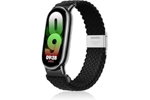 Niboow Intrecciato Cinturino per Xiaomi Smart Band 10/9 / 8, Uomini Donne Sportiva Elastica Nylon Watch Band Cinturino per Xiaomi Mi Band 10/9 / 8 - Nero