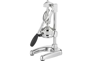 Cilio AMALFI Saftpresse Manuell | rostfreier Edelstahl | Zitruspresse Handpresse für 25% mehr Saft | geringer Kraftaufwand | Profi Fruchtpresse | 20 × 23,5 × 44 cm, Chrom