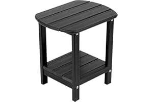 NALONE Adirondack Side Table 16.5" Outdoor Side Table HDPE Plastic Double Adirondack End Desk for Patio (Black)