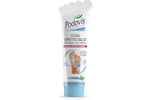Podovis, Crema Effetto Talco - Crema Piedi Antiodore , Assorbe il Sudore, Previene la Formazione dei Cattivi Odori, Proprietà Idratanti, Sensazione di Freschezza, 100 ml