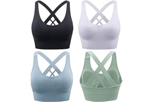 Heersan Damen Sport BH Yoga Bra mit Gepolstert Bustier Damen Tank Top BH Ohne Bügel für Sportarten mit Mittlerer Belastbarkeit Rücken Verkreuzt Sport-BHS Top für Fitness Lauf Joggen Yoga