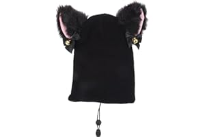 LIOOBO Ski Helmet Cover Cartoon Ski Helmet Cover Knitted Beanie with Plush Cat Ear Warm Winter Hats for Skiing Biking Riding Cold Weather Outdoor Sports Black Decorative Covers