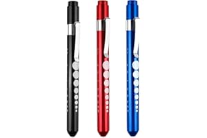 OUPDATE Set di 3 penne per lampada da infermiere, torcia a LED con clip tascabile, indicatore di pupilla e righello integrato, penna lampada ottica riutilizzabile, penna penna per infermiere mobile, nero