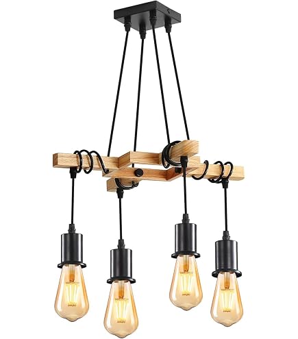 Lampadario retrò, COCOL Loft Ciondolo in legno industriale Metallo