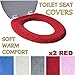 Price comparison product image Medipaq - Luxury Toilet Seat Cover - Super Warm Fleece - Retaining Ring - Universal Fit - Machine Washable (2x Red - Premium)