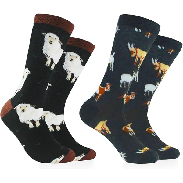 Chaussettes Tennis Homme/femme – Motif Chèvres, 90% Polyester, Hautes, Pour Sport, Randonnée, Quotidien