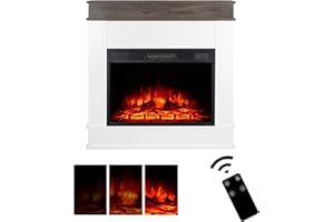 ‎M.C.HAUS M.C.Haus Elektrischer Kamin mit Kaminsims, 23"/58CM Elektrokamin Schwarz, Dekokamin mit Flammeneffekt, Hochwertiges Design für den Wohnbereich, Kamin in Ingenieurholzoptik, Rustikale Eiche & Weiß