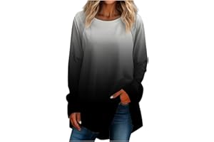 TOFOTL Tee Shirt Femme Manches Longues Tie Dye Col Rond Vintage Chic et Elegant Vintage Casual Tshirt Sweatshirt