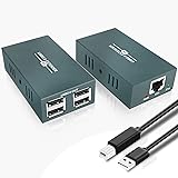 USB 2.0 Extender, Extender USB over Ethernet Cat 5e/6/7 trasmissione 50 m/165 ft, USB Lan Extender UTP, Estensore USB Rj45 su