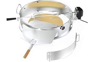 Onlyfire Stainless Steel Pizza Ring Kit with Rotisserie,pizza stone and shovel, Multifunctional BBQ Kit, for Roasting Chicken and Cooking Pizza, fits Most 57CM Charcoal Kettle Grills
