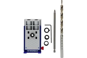 TIVOLY - Kit Assemblage "Invisible" - Guide Perçage Angle 15° + Foret Etagé Ø 9,5 mm + Embout de Vissage PZ2 + 3 Canons de Perçage Ø 6-8-10mm + Butée + Clé Allen