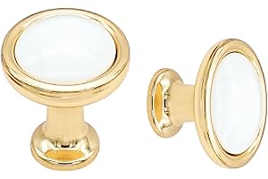 Taiyeestar 4 Stück runde Möbelknöpfe Weiß und Gold, Schrankknöpfe Mit Schrauben, Moderne Knöpfe, Runde Kommodenknöpfe Zinklegierung schubladenknöpfe Kommode Schrank