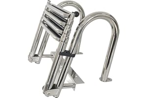 GLZXMQBP Échelle De Bain Échelle Bateau en Acier Inoxydable, Échelles Piscine Pliable pour avec Main Courante Et Pédale Large 4 Marches Pont Flottante Piscine/Piscine Bateau, Entrée Arrière Marine