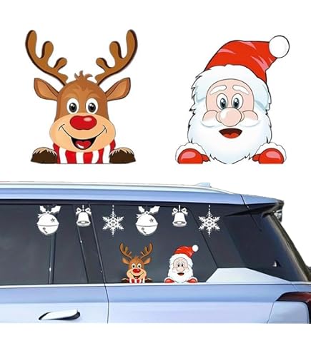 Copripoggiatesta Babbo Natale 4 Cappelli Di Natale Per Poggiatesta Auto - Decorazione Festiva Per Sedili, Rosso E Bianco Copripoggiatesta Natale - 3