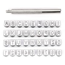 Jupean Set Di 6 Strumenti Per Timbratura Pelle - Punzoni E Francobolli In Acciaio Inox Per Intaglio Creativo