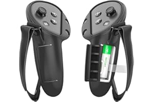 LUXOPALOPI Controller Grips Cover Compatible With Meta/Oculus Quest 3, with Battery Opening Cover Accessories Silicone Non-Slip Handle Cover, Adjustable Controller Grips Cover for Small and Large Hands