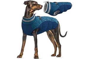 PUMYPOREITY Płaszcz polarowy dla psa, płaszcz dla dużych psów, podgrzewana kurtka, ciepły płaszcz dla psa, wyściełany, puszysty kombinezon dla psa, ciepłe ubrania, kamizelka z zamkiem błyskawicznym