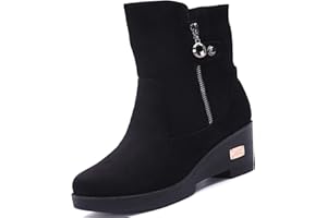 VLOOKST Botas de Nieve Mujer Cuña Botines de Nieve Invierno Pelaje Forradas Impermeable Botas de Moda Plataforma Botas Cortas al Tobillo Talla 36-42