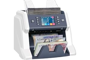 RIBAO TECHNOLOGY Ribao BC-55 Multi Currency Mixed Denomination Currency Counter and Counterfeit Detector UV/MG/IR/Image Sensor Banknote Money Counter and Sorter Serial Number Record