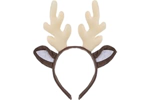 Lusofie Christmas Reindeer Antler Hair Hoop Christmas Elk Headband Headwear Glitter Reindeer Hair Hoop for Xmas Holiday Party Supplies