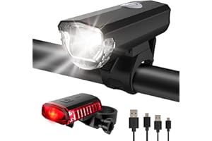 ITSHINY Światło rowerowe – światło rowerowe ładowane przez USB, dopuszczenie do ruchu drogowego (obowiązują przepisy lokalne), lampa rowerowa z aluminium, zestaw oświetlenia rowerowego, wodoszczelne,