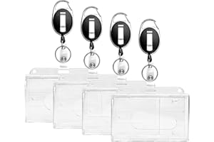 Amfrpar 4 Pieces Porta Tarjetas Identificativas Llavero Extensible Retractil Funda Tarjeta Identificación de Plástico Funda Tarjeta Transporte Soporte de Tarjeta ID para Oficina, Autobús, Personal