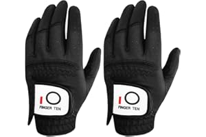 FINGER TEN Guanti da golf da uomo per mano sinistra per destrorsi, impugnatura resistente alle intemperie, confezione da 2, guanti da golf da uomo Relaxgrip per caldo e umido, durevoli e traspiranti