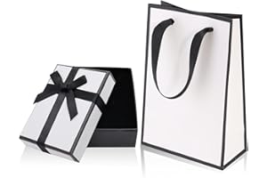 LVZHEN Small Gift Box and Gift Bag, 9x7x3cm Jewellery Gift Box and Paper Bag Bracelet Earring Ring Necklace Gifts Box with Lid for Presents