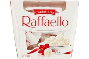 FERRERO Raffaello - 18 Specialità al Cioccolato Bianco Ricoperto di Scaglie di Cocco, all'Interno un Cremoso Ripieno e una Mandorla Intera, Idea Regalo, Confezione da 324 gr