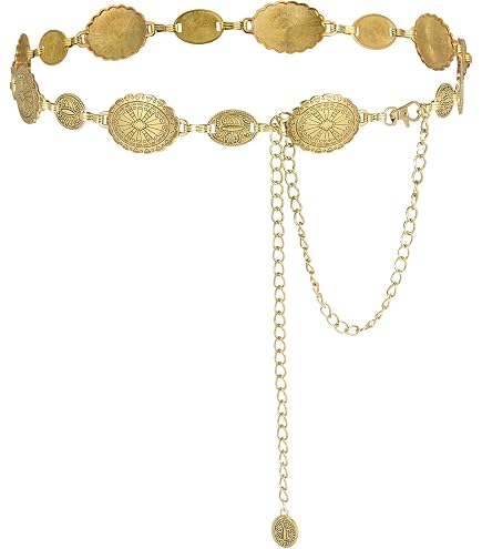 Cintura Donna Larga Metallo Specchio Placca Oro Lucido Stile Gotico Party