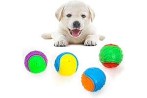 LoHuo Piłki dla psów, 4 szt. piszcząca piłka dla psa, zabawka do czyszczenia zębów przynieś szczeniak gryzak trwały pakiet zwierzę domowe zabawa twardy prezent kolorowa zabawa 6,5 cm