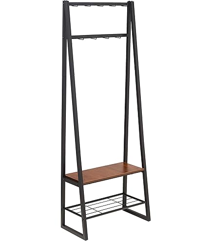 Vintage kapstok met schoenenrek en zitvlak | Industriële garderobe met