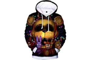 NOAFUNZO FNAF Hoodies, 3D Printed Unisex FNAF Sweatshirts Adult Kids Crazy Games Pullover Men Women Sport Streetwear Outerwear Comic Print Drawstring Jacket Outfit
