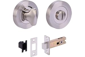HUNTA HANDLEZONE® Bathroom Toilet Door Thumb Turn and Release Deadbolt Kit - Dual Finish Polished/Satin Nickel - 76mm Bolt with 57mm Backset