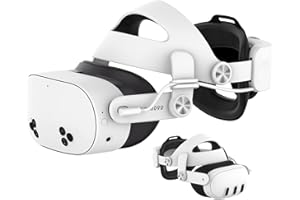 TRANSNOVO Correa de Cabeza Compatible con Meta Quest 3, Correa Elite de 6000mAh con batería, reemplazo de Correa retráctil de un botón, Accesorios de Realidad Virtual sin presión Facial