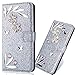 Produktbild 3D Butterfly Bling Glitter Glitzer Diamond Musterg Ledertasche Slim Retro Bookstyle mit Standfunktion Karteneinschub Magnetverschluss Flip Wallet Hülle Schutzhülle für Samsung Galaxy Note 9