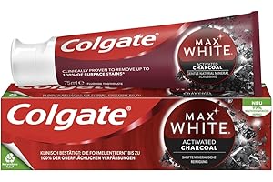 Colgate Pasta do zębów Max White Charcoal 75 ml – pasta do zębów z węglem aktywnym, usuwa do 100% przebarwień powierzchniowych