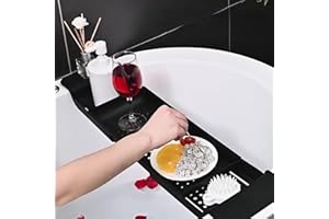 GÉNÉRIQUE Plateau Baignoire, Plateau De Bain Extensible, Pont De Baignoire, Plateau Tablette Salle De Bain Multifonctionnel, Accessoire De Salle De Bain pour Bougie, Serviette, Livre, Verre À Vin, Téléphone