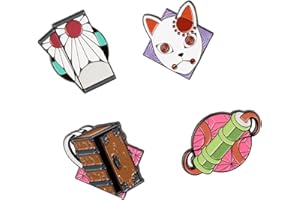 Grupo Erik: Set di 4 spille in metallo Demon Slayer, licenza ufficiale Demon Slayer manga|Spille personalizzate anime/Accessori, spille gioiello per vestiti, gadget Demon Slayer